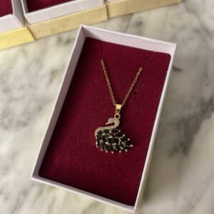 Collier SWAN عقد البجعة NOIR acier inoxydable dorée