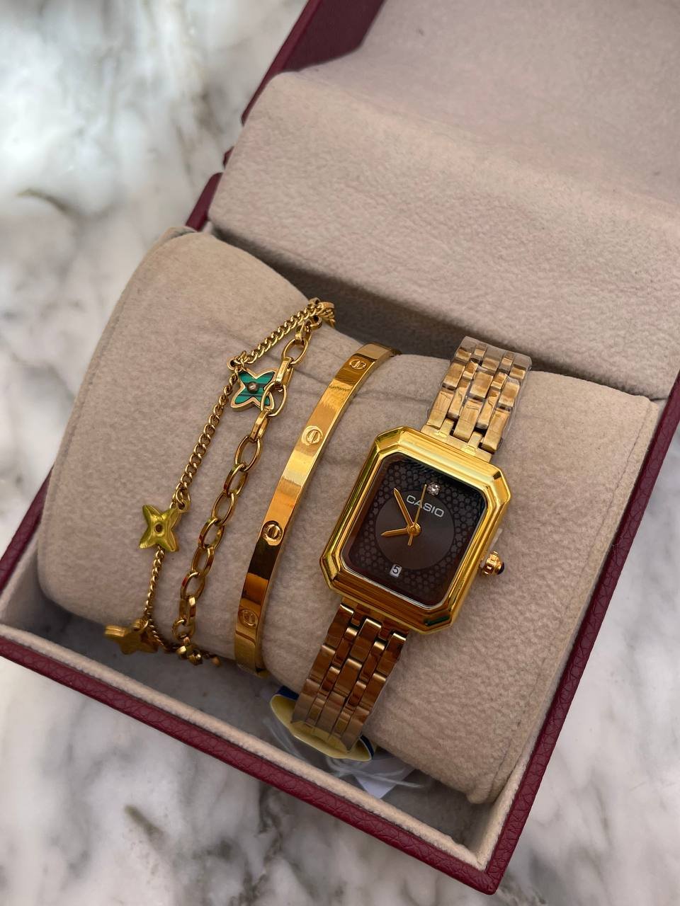 PACK 0002 Montre – GRACE GOLD & BLACK + BRACELET + GOURMETTE